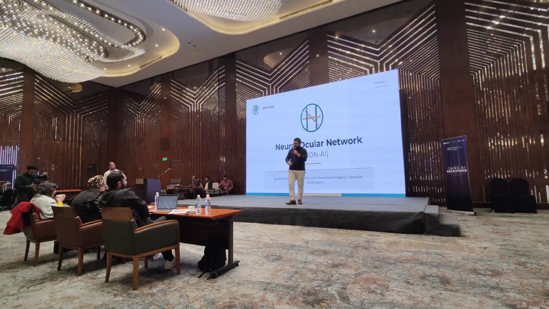 OQmega Team presenting Neural Ocular Network (NON) at the Cairo AI Hackathon